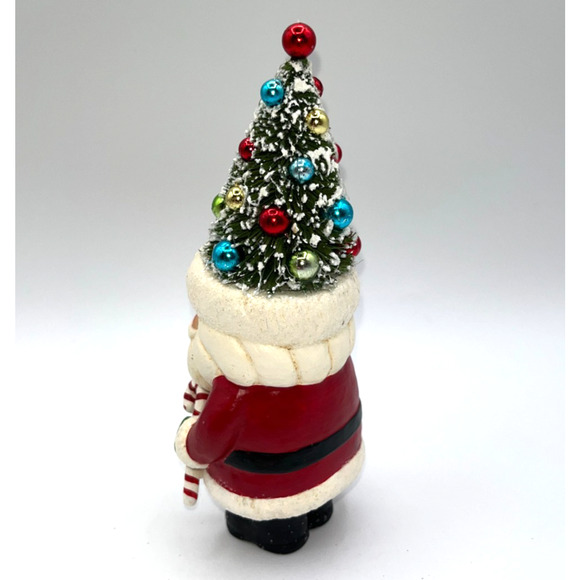 Retro Christmas Santa Holding Candy Cane Bottle Brush Tree Head Ho Ho Ho Holiday - Picture 5 of 16